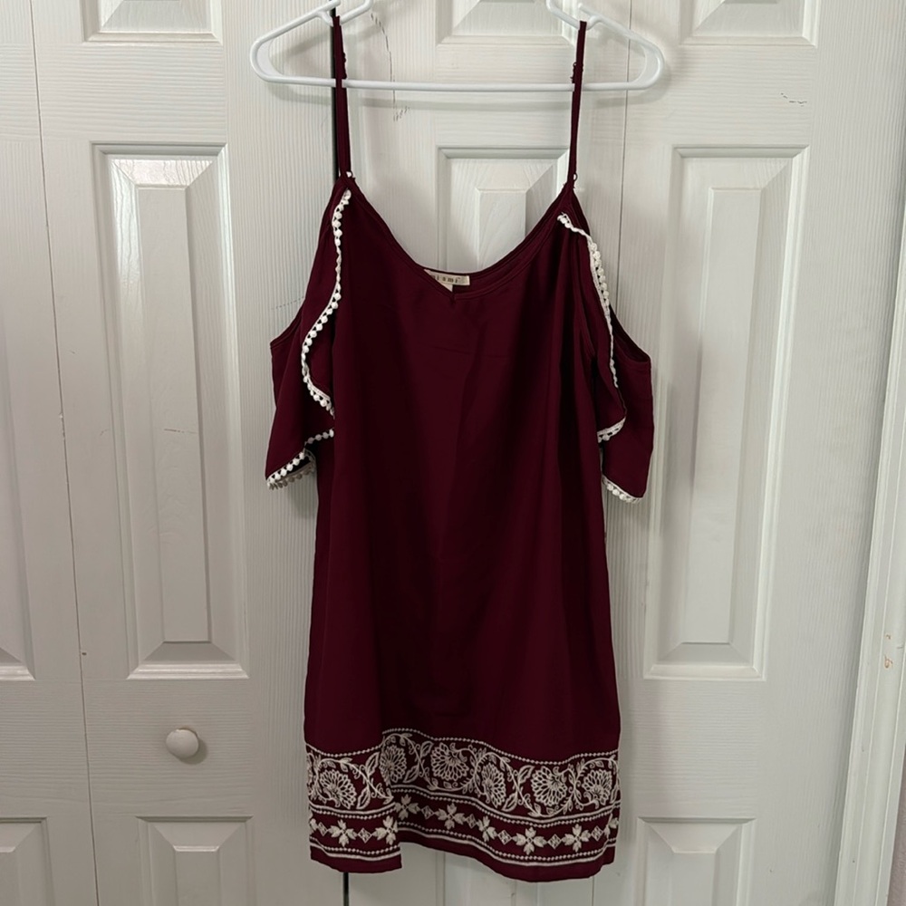 Maroon Cold Shoulder Dress